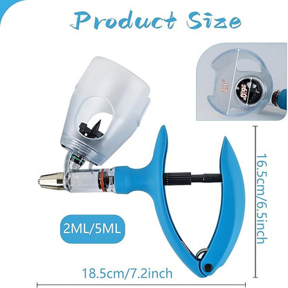 Animal Veterinary Syringe, Automatic Continuous Syringes, Bottle Adjustable Precision Injector Gun for Poultry Livestock(C,5ml)