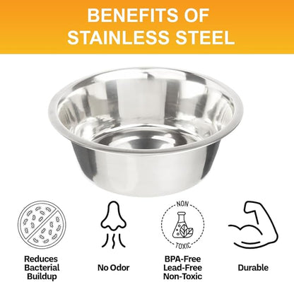 Neater Pet Brands 7 Cup (56 oz.) Stainless Steel Dog Bowls, Set of 2 Neater Feeder Replacement Bowls (M/L Express, Large Deluxe Models), Dog Food Bowl & Water Bowl, Dishwasher Safe Metal Dish for Dogs