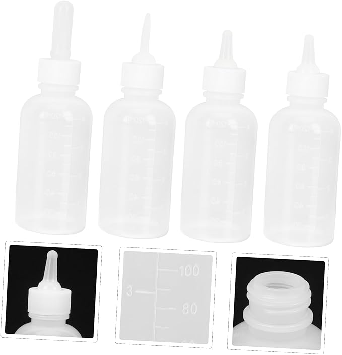 Levemolo 4pcs Dog Cat Feeding Bottles Small Milk Bottles for Newborn Pets Nipples