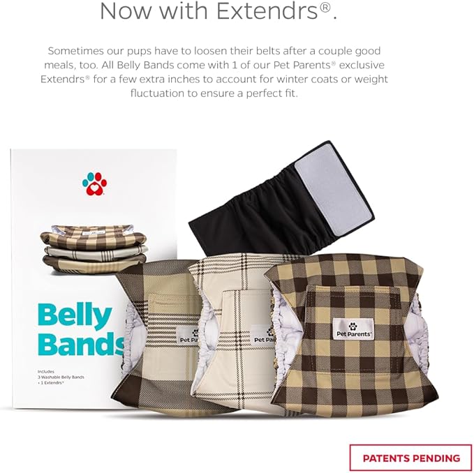 Pet Parents® Washable Belly Bands for Male Dogs (3pack) + Extendrs® of Durable Dog Diapers Male, Premium Male Dog Diapers & Dog Wraps (Large, Oxford)
