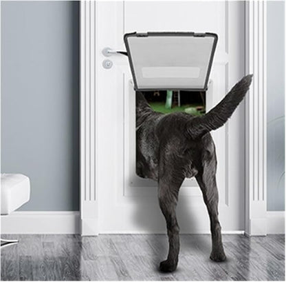 pet Door, Strong Lockable Dog Door with Privacy Protection Flap Gate Pet for Big Small Dogs Safety Doors Easy to Install(Black,Large)