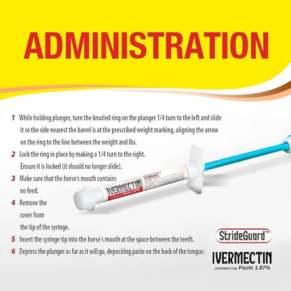 Horse Ivermectin Paste 1.87% – Apple Flavored Oral Horse Dewormer Syringe – 6.08g Tube Treats Horses Up to 1250 LB [Pack-5]