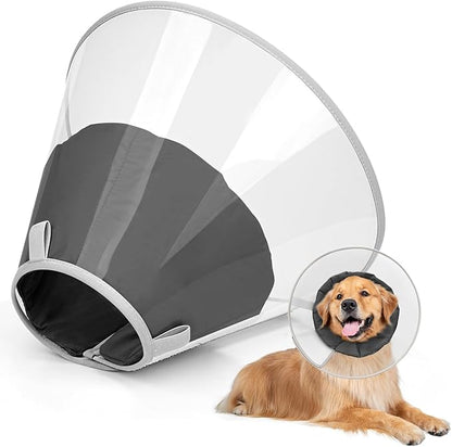 Dog Cone Collar for Recovery: Soft Elizabethan Collar Alternative to Stop Licking, Adjustable Pet Cone for Large, Medium, Small Dogs, for Surgery, Spay, Injury, Skin Treatment