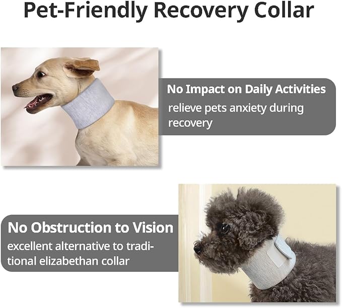 Cat Neck Brace Cover - Adjustable Elizabethan Collar for Post-Surgery Recovery, Anti-Lick Wound Protective Cervical Cone for Small Medium Large Dogs Cats (Neck Girth 4.7-9.8", Depth2.8