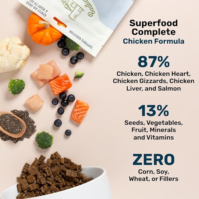 BADLANDS RANCH by Katherine Heigl – Superfood Complete Air-Dried Chicken Dog Food – High Protein with Superfoods for Daily Wellness & Consistent Nutrition – 64 oz