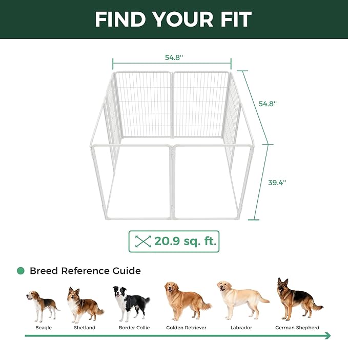 FXW AuraSpace Pro Acrylic & Wire Mesh Indoor Dog Playpen, 40" Height 8 Panels Metal Dog Pen for Medium and Large Dogs, White│Patented