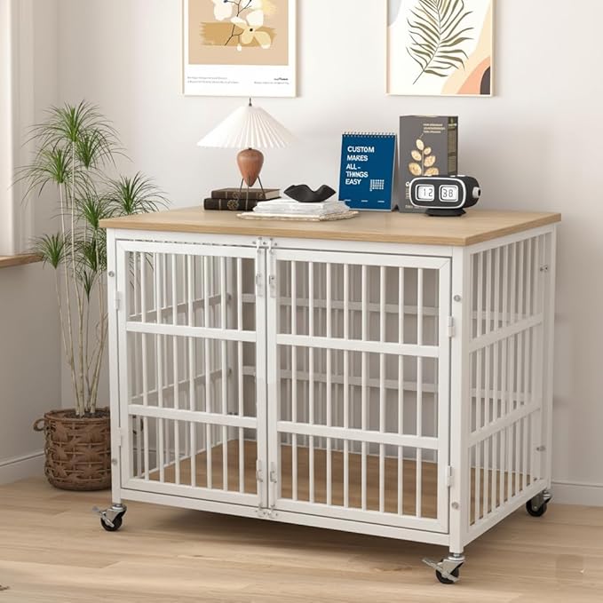 Boldbone 38 inch Dog Crate Furniture, Heavy Duty Dog Kennel Indoor for Large Dogs, Escape-Proof and Chew-Proof Wooden Dog Cage for high Anxiety Dog, Decorate House as TV Stand, End Table