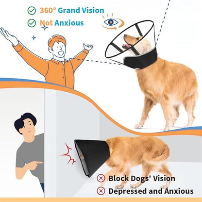 Dog Cone Collar, Pet Cone for Dogs to Stop Licking, Comfy Dog Cones for Large Medium Small Dogs, Soft Cones for Dogs After Surgery, Cone of Shame for Dogs Head Neck Elizabethan Collar
