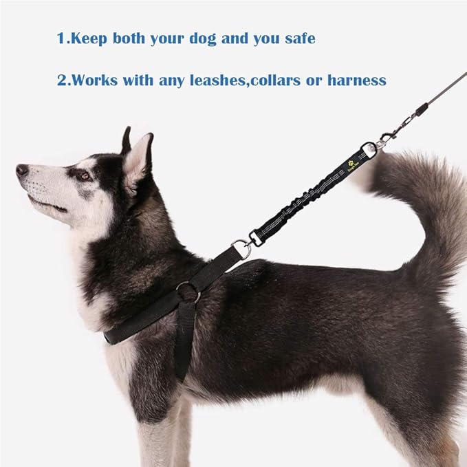 Bungee Dog Leash Extension Attachment, 18” Shock Absorbing Lead Extension Absorber, Prevent Injury on Arm and Shoulder & Save Dogs from Getting Hurt, Great for Bicycle, Running, Walking