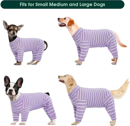 Kuoser Recovery Suit for Small Dogs After Surgery, Long Sleeve Dog Surgery Recovery Suit, Dog Onesie for Abdominal Wounds Skin Disease, Purple S