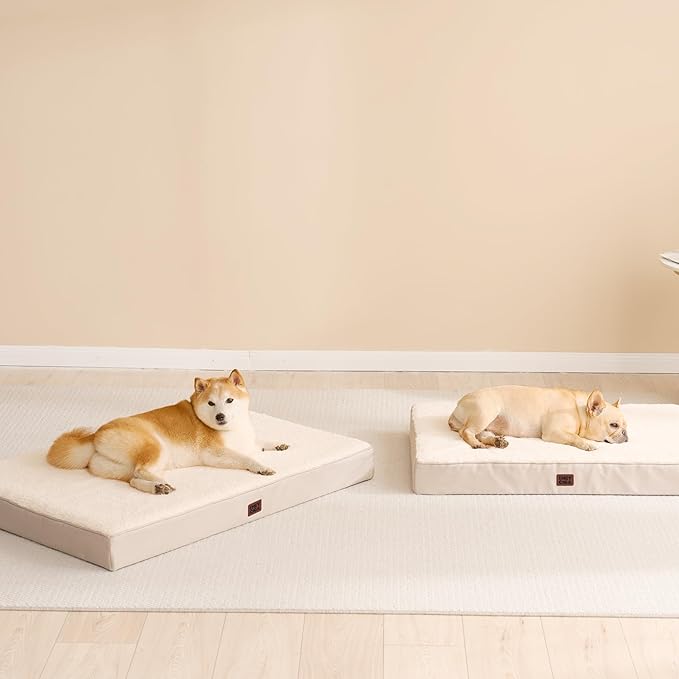 EHEYCIGA Orthopedic Medium Dog Beds for Small Dogs with Removable Washable Cover for Crate, Camel, 30x20
