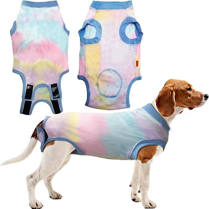 Dog Surgery Recovery Suit, Surgical Recovery Suit for Dog Male Female, Spay Neuter Shirt, Cone Alternative Surgical Onesie, Tie-dye Light Blue, Large