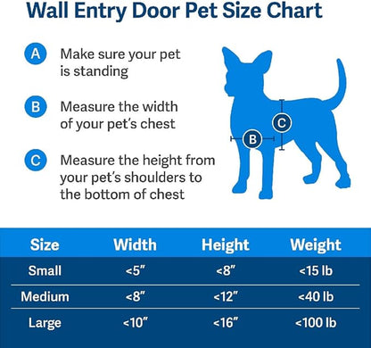 PetSafe Wall Entry Pet Door - Rust-Free Telescoping Frame - Easy Install for Interior & Exterior Walls 4 3/4" - 7" Thick - Small - for Pets Up to 15 Lb