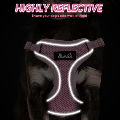 SlowTon Small Dog Harness - No Pull Dog Harness and Leash Set, Soft Mesh Lightweight Puppy Vest Harnesses, Adjustable Pet Harnesses for XXS XS Small Medium Easy Walk Hiking (Pink, M)