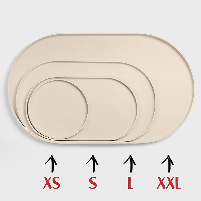 DogBuddy Dog Food Mat - Waterproof Dog Bowl Mat, Silicone Pet Mat for Food and Water Bowls, Nonslip Pet Feeding Mat with Edges, Dogs Food Mats for Floors, Puppy Supplies (Small, White Sand)