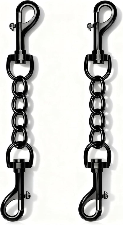 2 PCS Dog Collar Metal Safety Clip, Harness Collar Leash Chain Connector, Heavy Duty Double End Spring Backup Buckle Clasp, Escape-Proof Safety Accessory (Small, Black)