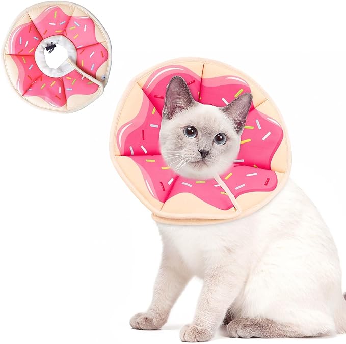 Cat Cone Collar Soft, Comfortable E Collar for Cats After Surgery, Recovery Elizabethan Collar for Cats Kitten to Stop Licking, Pink S