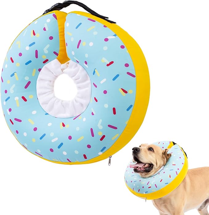 Dog Cone Collar Inflatable Donut for Large Medium Small Dogs, Soft Waterproof Dog Cone Alternative After Surgery Prevents Licking Wounds Easy Clean (Blue, XL (Neck 18"-23"))