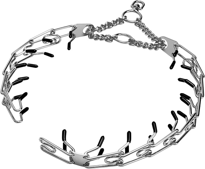 Stainless Steel Prong Pinch Collar for Dogs, Adjustable Training Collar with Quick Release Buckle for Small Medium Large Dogs (Silver, 22")