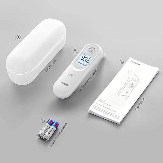 yuwell Digital Thermometer for Adults and Kids | Medical Graded Ear Thermometer, Baby and Kid Friendly | Measurement in Seconds, High Temperature Alert, Large Display, 7 Reading Storage