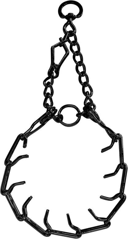 Downtown Pet Supply Chrome Plated Prong Collar for Dogs, Medium - Adjustable, No-Choke and No Pull Dog Collar with Removable Links - Pinch Collar for Dogs 20-40 lbs and 20" Neck Width, Black
