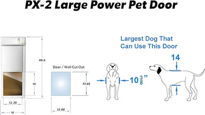 Power Pet WiFi Automatic Electronic Pet Door by High Tech Pet - Pet Operated Dog Door, App Control, 24/7 Scheduling, Secure, Air Tight, for Large Dogs (30-100 lbs.) Door Mount, Easy Install - PX2-WIFI