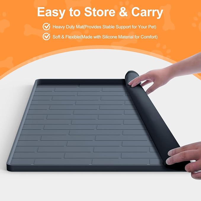 Pee Pad Tray Holder for Dogs,Non-Slip Silicone Dog Puppy Pad Holder,25 x 25 Square Puppy Potty Training Pads,No Spill Raised Lip High Edge,Portable, Leak-Proof Mat Trays for Indoor Floor Protection