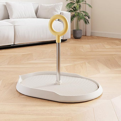 Dog Potty Tray with Handle, minandhua Indoor Puppy Potty Training Tray & Pee Pad Holder, Oval Design with Pour Spout & Non-Slip Grid, Easy-Clean for Small Medium Large Dogs (White)