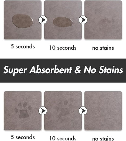 MontVoo-Absorbent Pet Feeding Mat-No Stains Pet Mat for Food and Water Bowl-Quick Dry Cat & Dog Food Mat Water Dispenser Mat-Pet Supplies Mat-Dog Water Bowl Mat for Messy Drinker,（Brown,23"x34"）