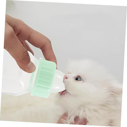 Pet Nursing Feeder Bottle Set for Newborn Puppies Kittens Hamsters Leak- Ergonomic Anti-wear Small Animal Feeding Kit with Soft Nipple for Safe Milk Feeding and Easy Cleaning