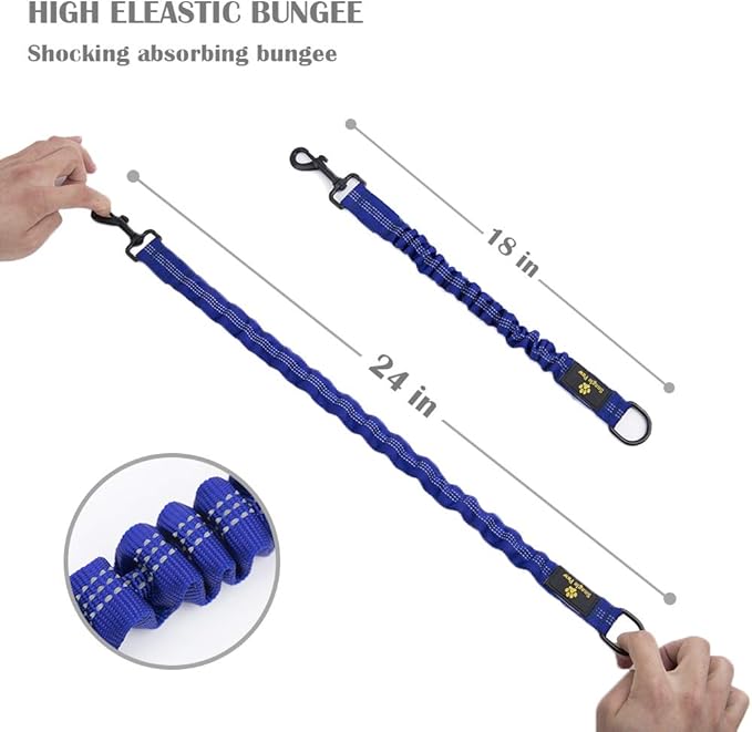 Bungee Leash Extension Attachment, 18" Shock Absorbing Lead Extension Absorber, Prevent Injury on Arm and Shoulder & Save Dogs from Getting Hurt, Great for Bicycle, Running, Walking,Blue