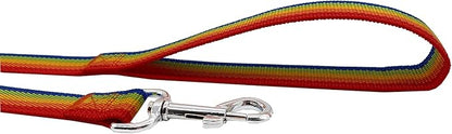 Nylon Dog Training Leash, Traction Rope, 4Ft /5 Foot /6 Feet Long, 5/8 inch 3/4 Inch 1 Inch Wide, for Small and Medium Dogs (1'' x 7 FT, Rainbow)
