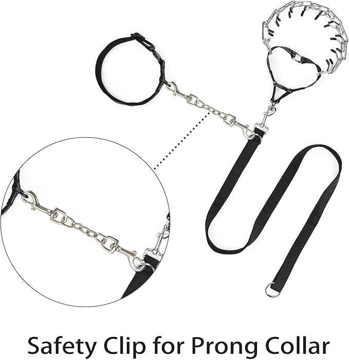 Safety Clip Metal Double Ended Backup Dog Collar Clip for Prong Harness Connector (Medium)