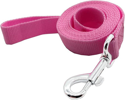 Nylon Dog Training Leash, Traction Rope, 4Ft /5 Foot /6 Feet Long, 5/8 inch 3/4 Inch 1 Inch Wide, for Small and Medium Dogs (1'' x 7 FT, Pink)