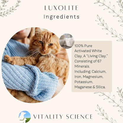 Vitality Science Luxolite Bentonite Clay for Pets | All Natural Anti Diarrhea for Dogs & Cats | Gas Relief for Dogs | Detox for Digestive & Immune Support for Dogs | Loose Stool Relief (Large)