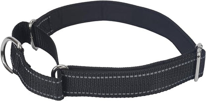 SGODA Martingale Dog Collar, Reflective Nylon Padded Dog Training Collars for Medium Dogs, Black M