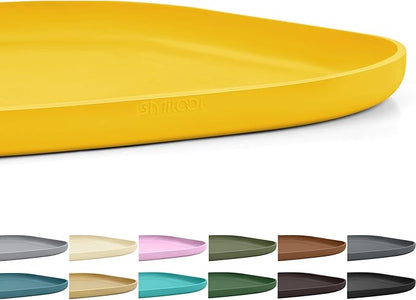 Smilool Small Silicone Pet Food Mat with Raised Edge for Food and Water Bowl, Square Dog Feeding Mats, Cat Food Trays for Floor Waterproof, Rubber Tray for Dogs and Cats, 12 x 12 x 0.7 Vivid Yellow