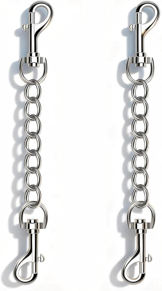 2 PCS Dog Collar Metal Safety Clip, Harness Collar Leash Chain Connector, Heavy Duty Double End Spring Backup Buckle Clasp, Escape-Proof Safety Accessory (Medium, Silver)
