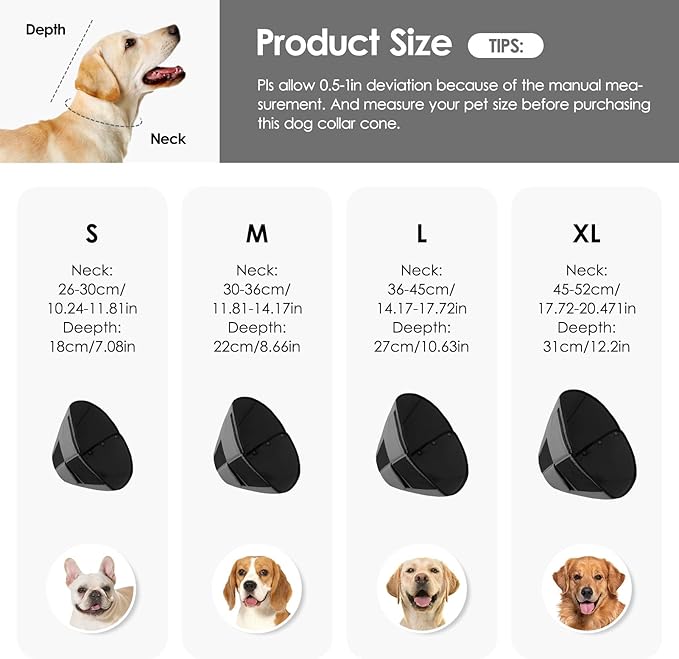 Dog Cones for Large Dogs, Soft Cone for Dogs to Stop Licking, Breathable Pet Surgery Collar Cone for Extra-Large Pets, Grey XL
