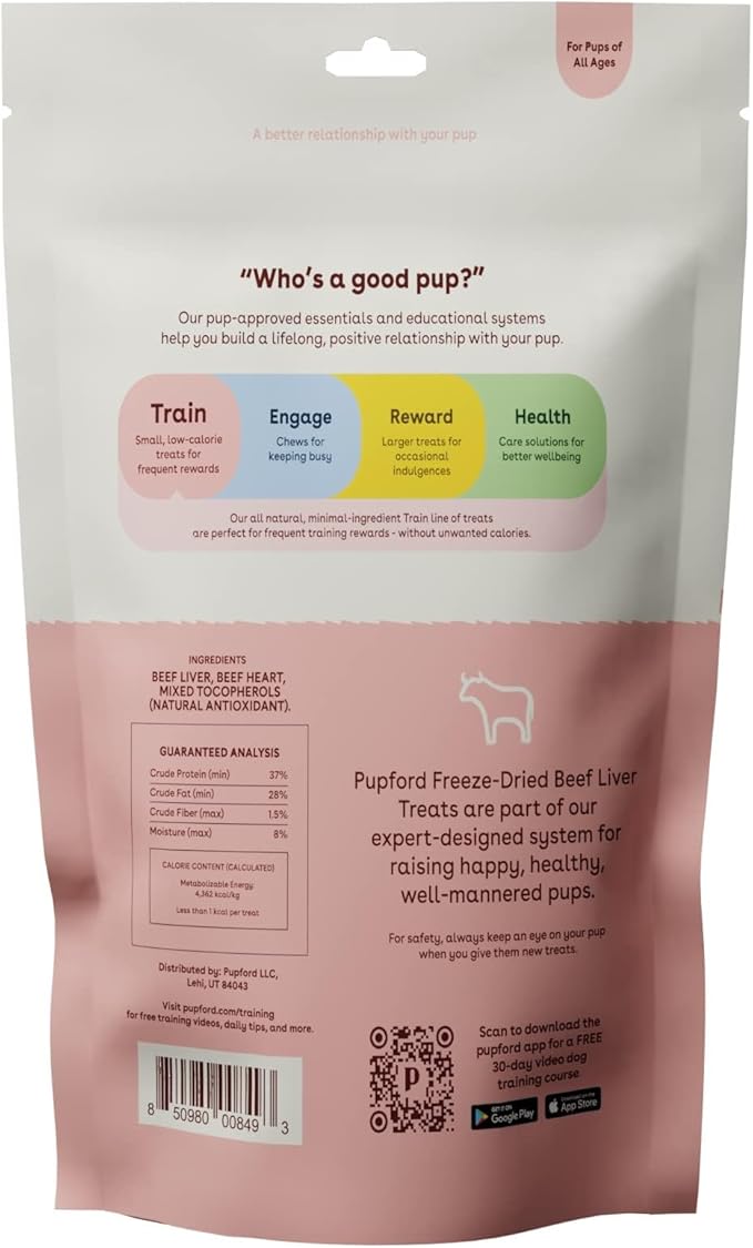 Pupford Freeze Dried Training Treats for Dogs & Puppies, 1800+ Limited Ingredient Bites (1lb Beef Bundle)