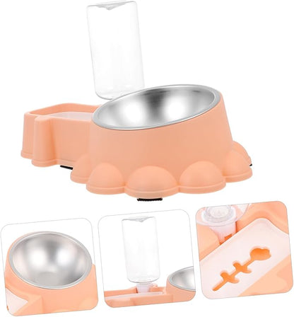 Multifunctional Stainless Steel Dog Feeder with Transparent Water Container Compact Food Dispenser for Home Use Pet Feeding Bowl for Puppies and Dogs