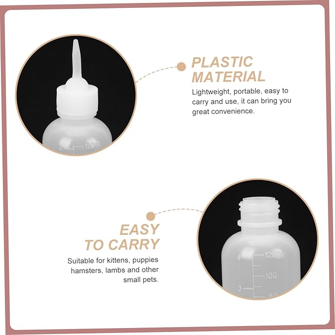 Levemolo 4pcs Dog Cat Feeding Bottles Small Milk Bottles for Newborn Pets Nipples