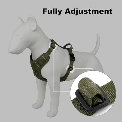Plutus Pet No Pull Dog Harness, Reflective Adjustable Dog Vest Harness with Handle, Escape Proof, Soft Padded for Small Medium Large Dogs (Ranger Green, M)