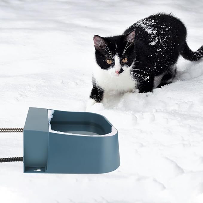 PETLESO Automatic Heated Water Bowl for Dogs Cats, Outdoor Heated Dog Bowl with Auto Fill, 2L Winter Heating Waterer Provide Drinkable Water for Chickens, Rabbits, Birds, Goats, Feral Animal