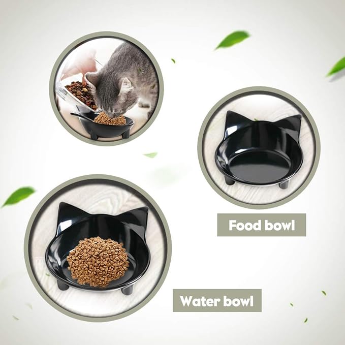 Skrtuan Set of 2 Non-Slip Cat & Dog Bowls – Wide, Shallow Food and Water Dishes for Whisker Fatigue Relief, No Spill, Safe Food-Grade Pet Bowls for Cats, Small Dogs, Kittens, Puppies & Rabbits