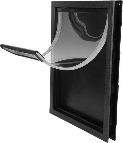 Pets Plastic Large Dog Door Easy Installation Builtin Magnet for Medium Pets, Black 19.7x15x2in (Black)