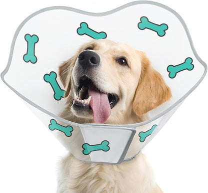 Dog Cone After Surgery - Soft, Comfortable, Adjustable Recovery Collar for Large, Medium, Small Dogs - Stop Licking with Soft Protect Edge (Bone, M)
