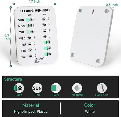 YAUYIK Dog Feeding Reminder, Puppy Feeding Schedule Chart, AM/PM Daily Indication Chart Feed/Walk Your Pets, Helps You to Track Pet Feeding & Walking (White)