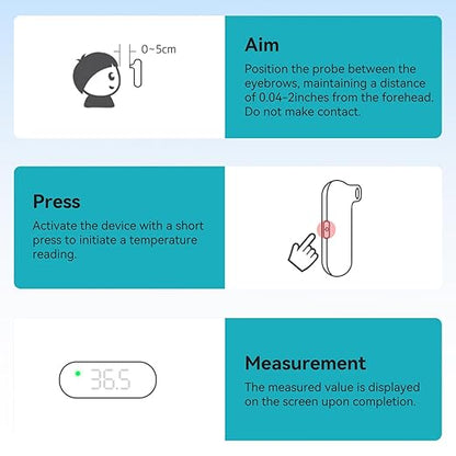 Thermometer Forehead, 1-Second Reading Digital Thermometers Accurate for Adult Kids White Thermometer Infrared with Fever Alarm Rechargeable Thermometers Mini