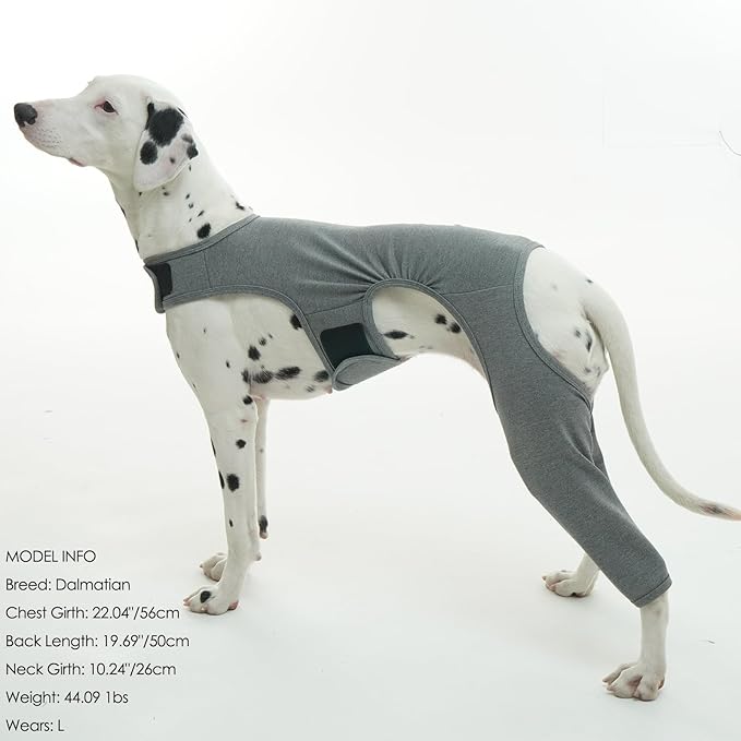 ROZKITCH Dog Surgery Recovery Sleeve Rear Right Left Leg, Pet Prevent Licking Wound Elbow Brace Protector, Dog Recovery Suit Cone Collar Alternative for Sprain ACL CCL Arthritis Joint Care Grey 2XL